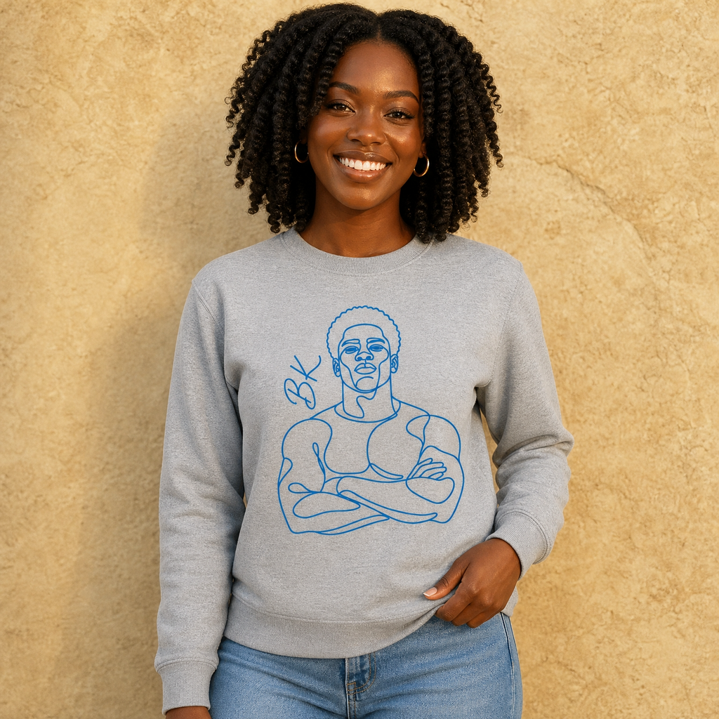 Sweat créole homme Solid bleu en coton bio – mise en scène 1 – créole - bekreyol