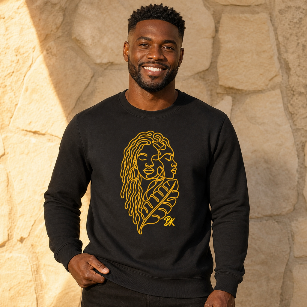 Sweat créole Sérénité jaune en coton bio – mise en scène 1 – créole - bekreyol 2