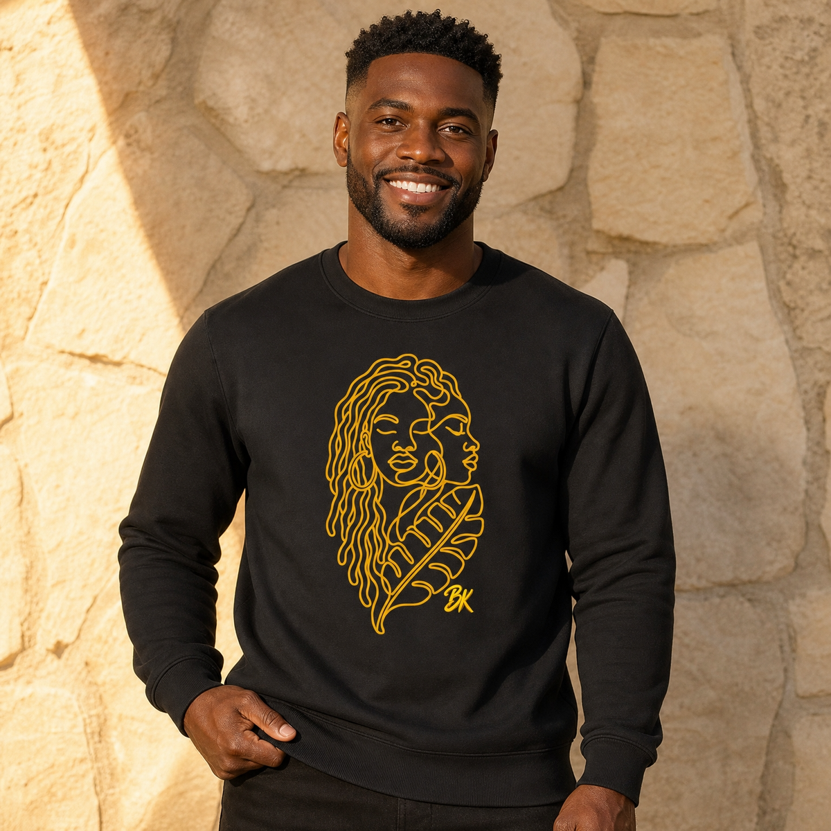 Sweat créole Sérénité jaune en coton bio – mise en scène 1 – créole - bekreyol 2