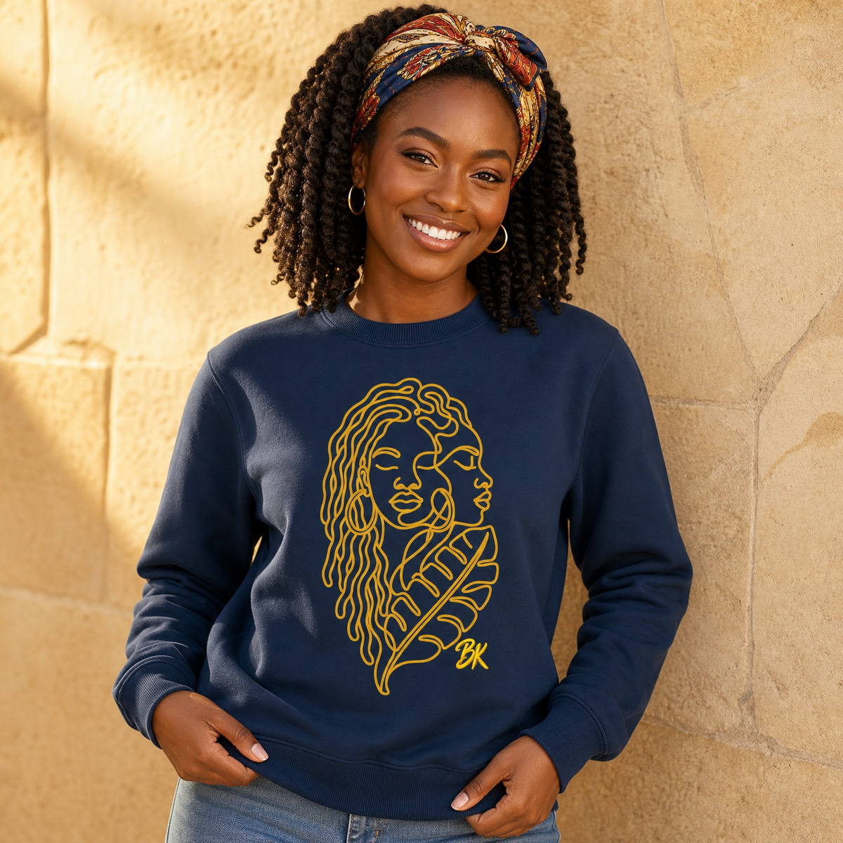 Sweat créole femme Sérénité jaune en coton bio – mise en scène 1 – créole - bekreyol