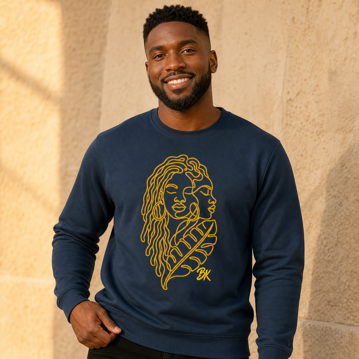 Sweat créole Sérénité jaune en coton bio – mise en scène 1 – créole - bekreyol