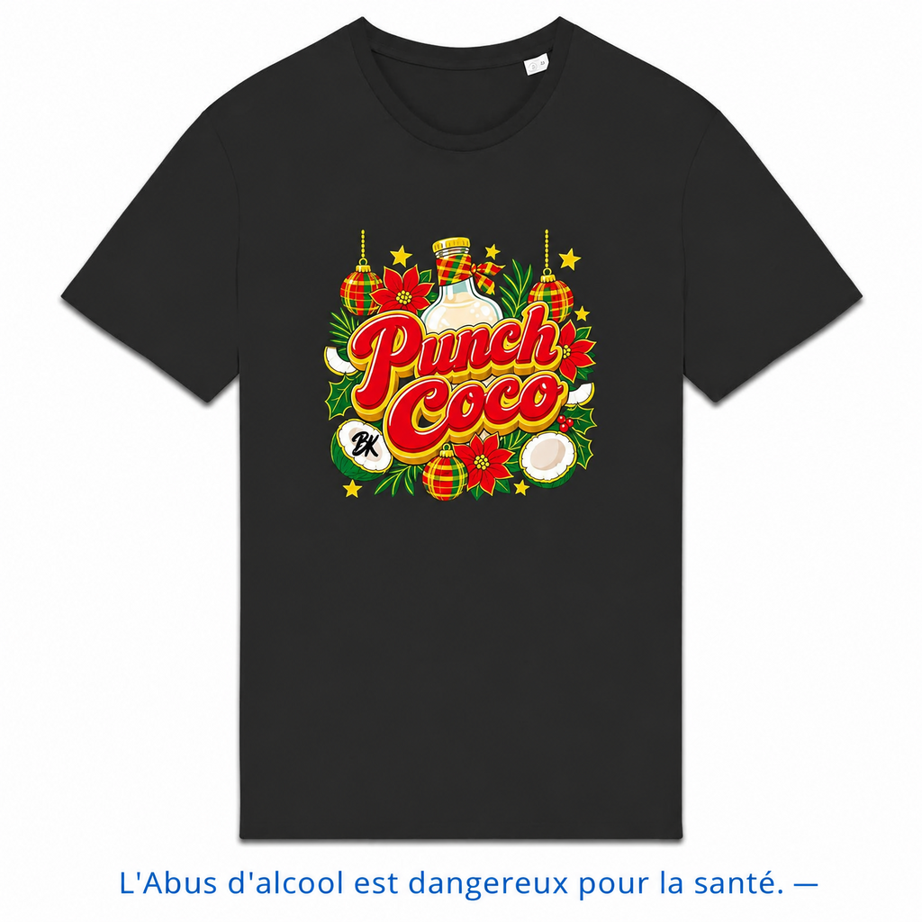 T-shirt  Nwèl créole Noël Punch Coco en coton bio – mise en scène 2 – créole - bekreyol