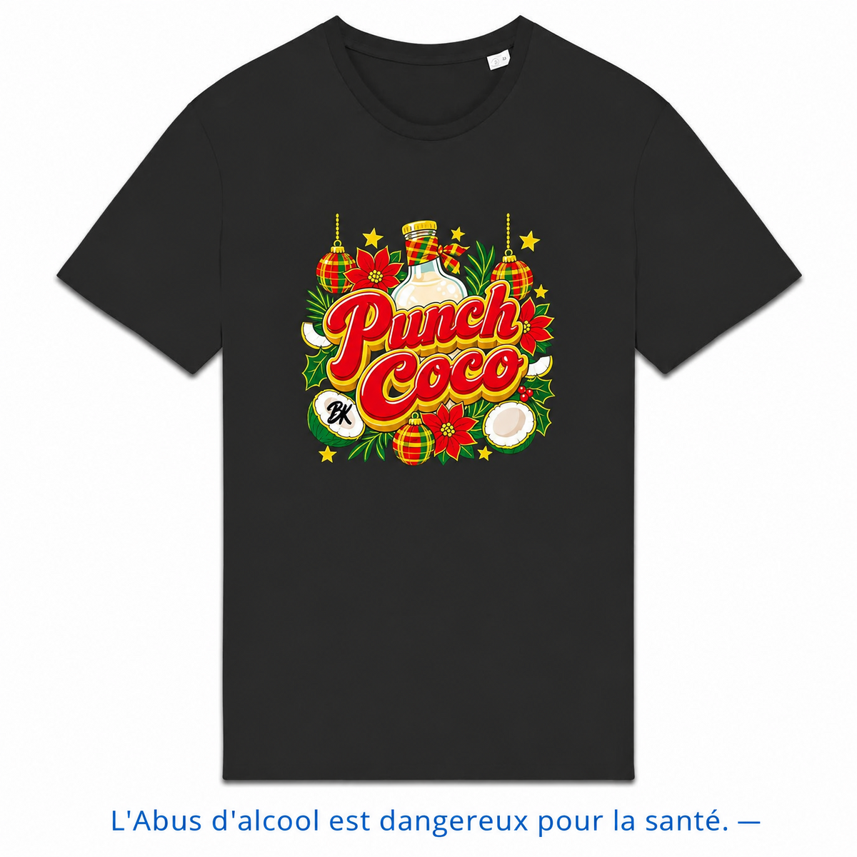 T-shirt  Nwèl créole Noël Punch Coco en coton bio – mise en scène 2 – créole - bekreyol