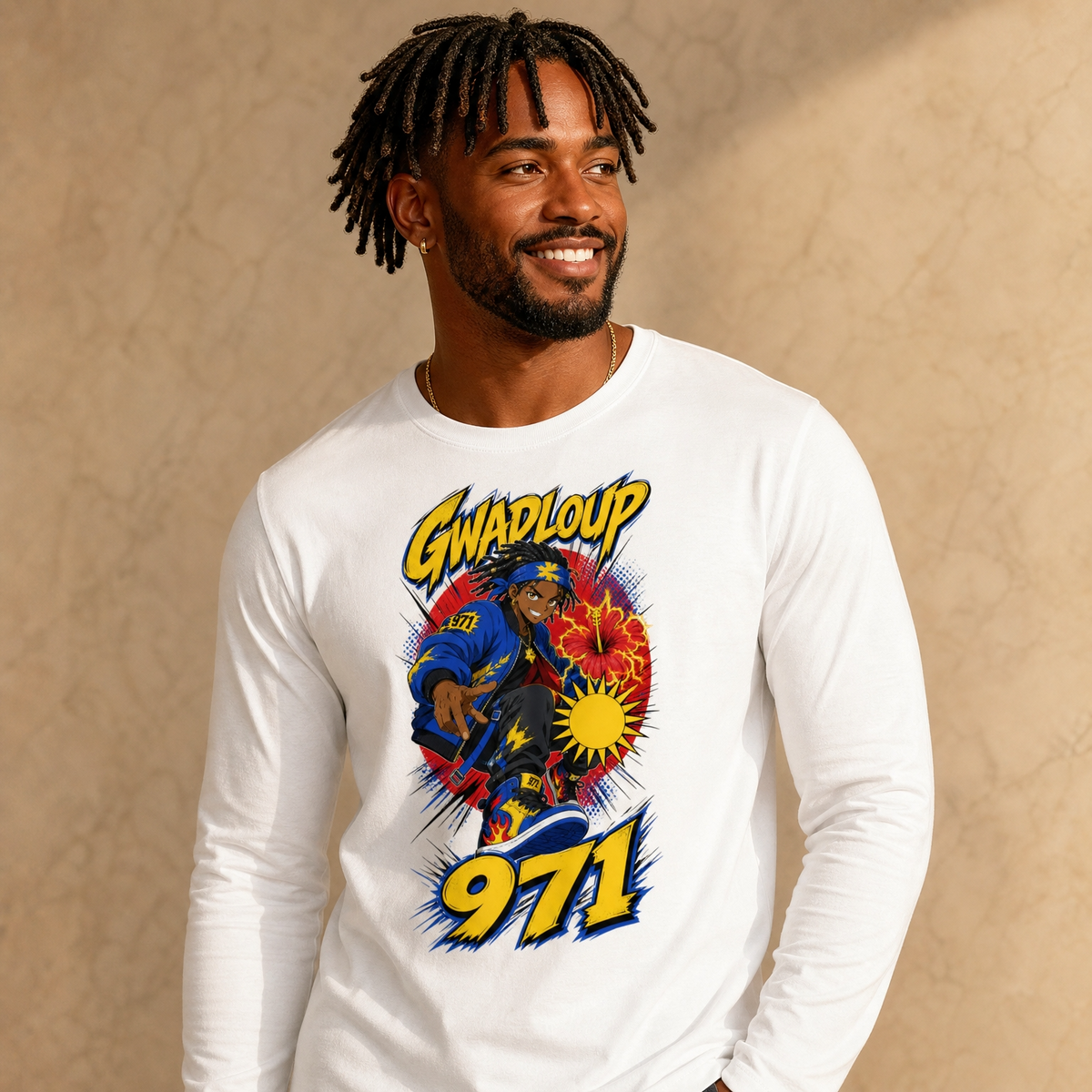 Tshirt Homme Manches Longues 971 GWADLOUP