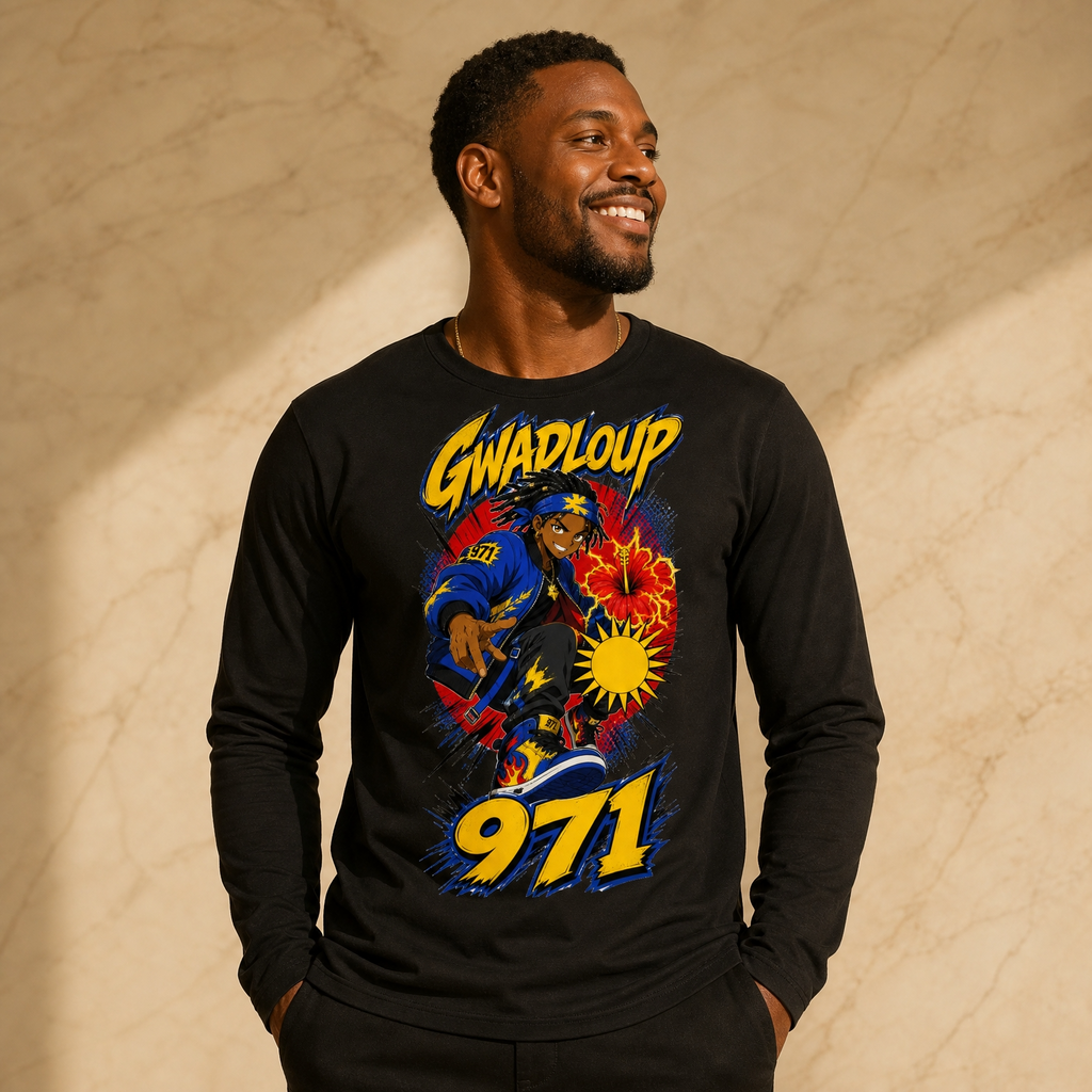 Tshirt Homme Manches Longues 971 GWADLOUP
