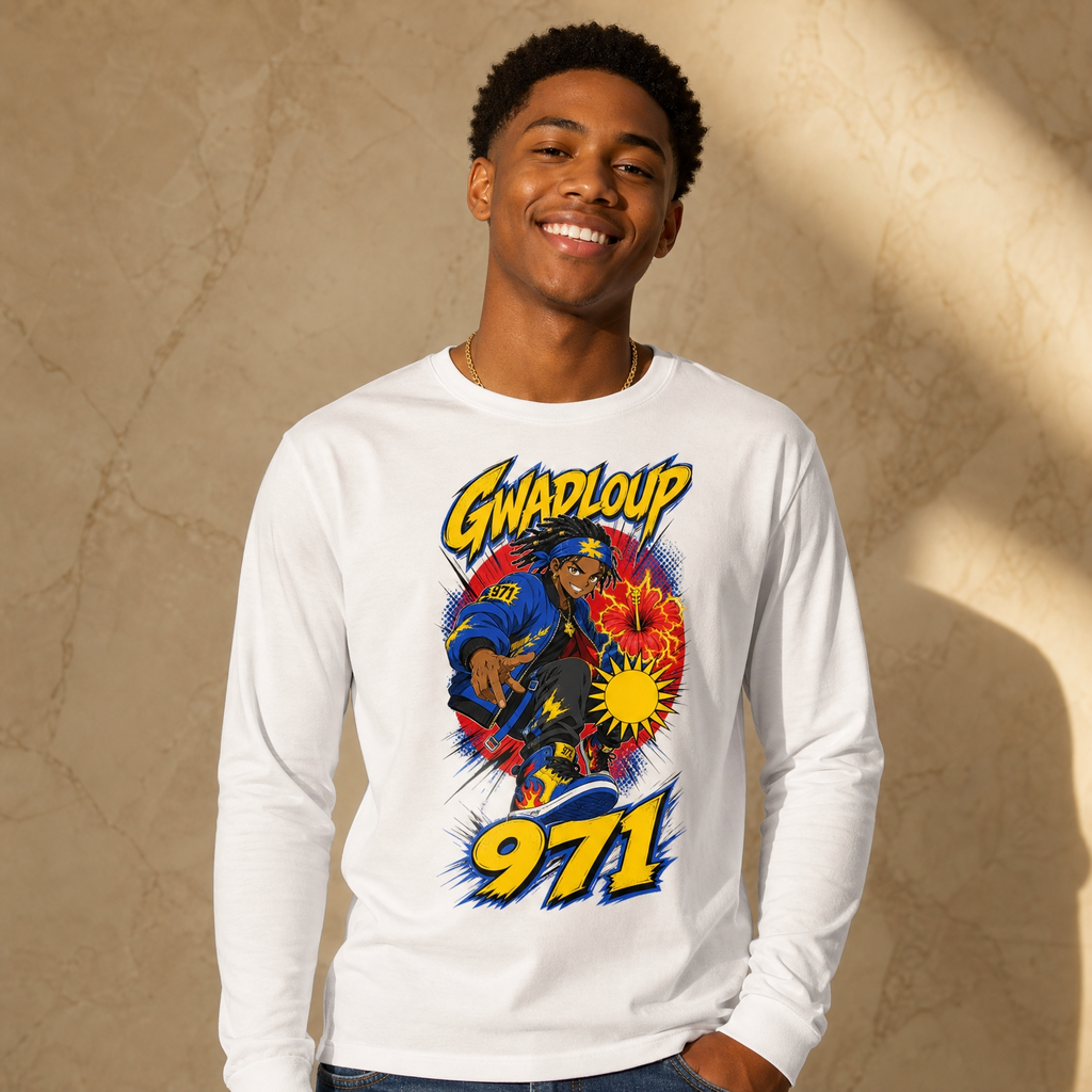 Tshirt Homme Manches Longues 971 GWADLOUP