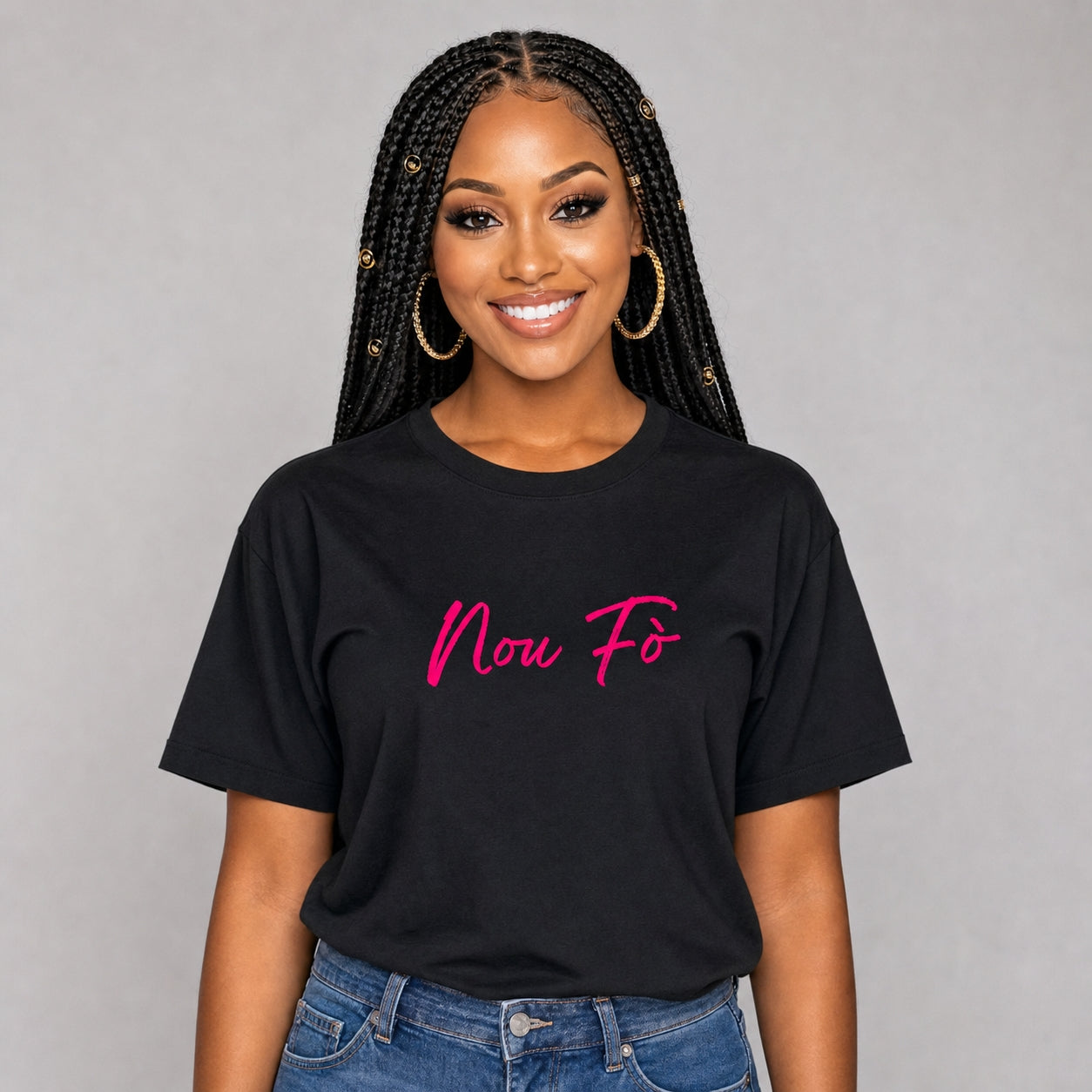 Tshirt NOU FÒ - Black & Pink