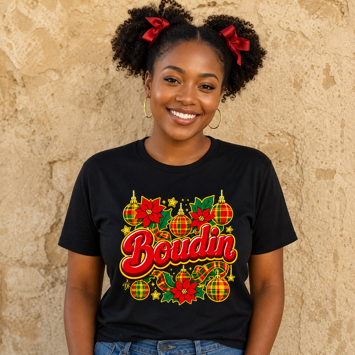 T-shirt Nwèl créole Noël Boudin en coton bio – mise en scène 1 – créole - bekreyol