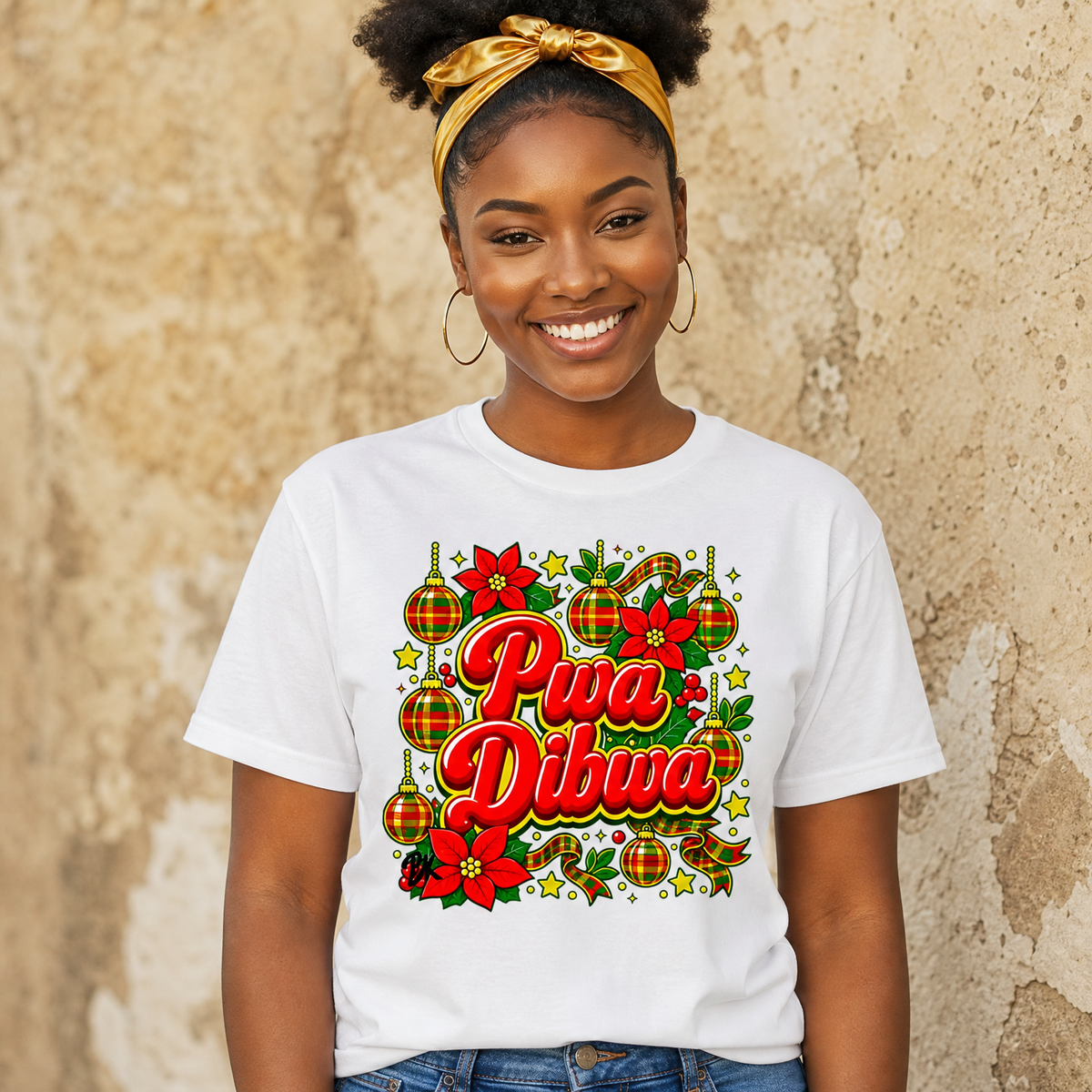 T-shirt  Nwèl créole Noël Pwa Dibwa en coton bio – mise en scène 1 – créole - bekreyol
