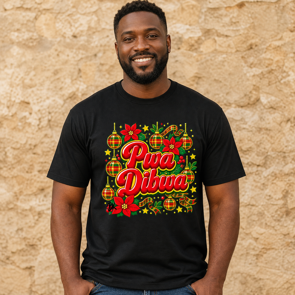 T-shirt  Nwèl créole Noël Pwa Dibwa en coton bio – mise en scène 1 – créole - bekreyol