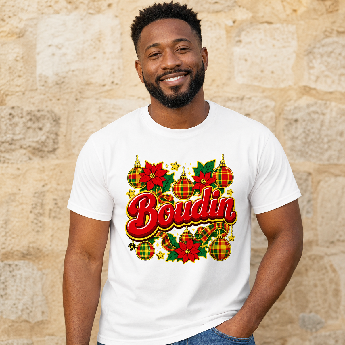 T-shirt Nwèl créole Noël Boudin en coton bio – mise en scène 1 – créole - bekreyol