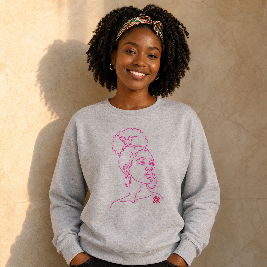 Sweat créole femme Bel Kréyol colibri fuchsia – mise en scène 2 – créole - bekreyol