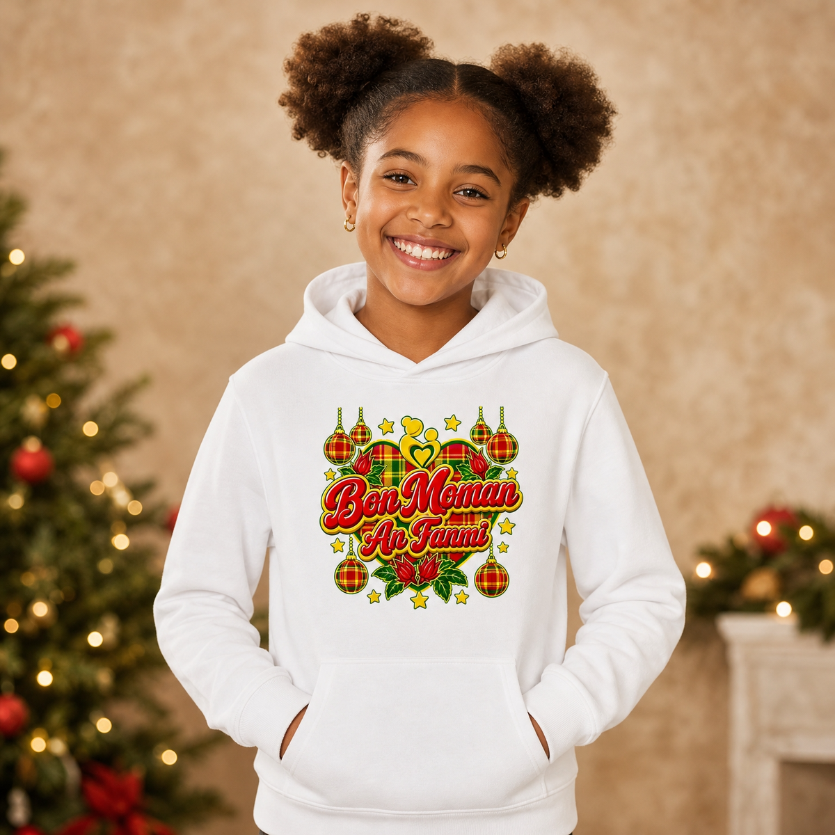  Sweat à capuche enfant créole Noël Bon Moman – mise en scène 1 – créole - bekreyol