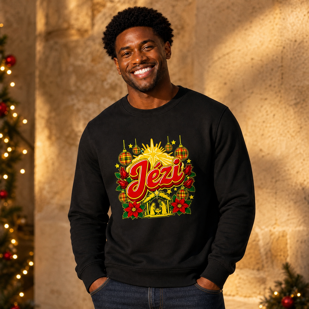 Sweat créole Noël Jézi en coton bio – mise en scène 1 – créole - bekreyol Nwèl