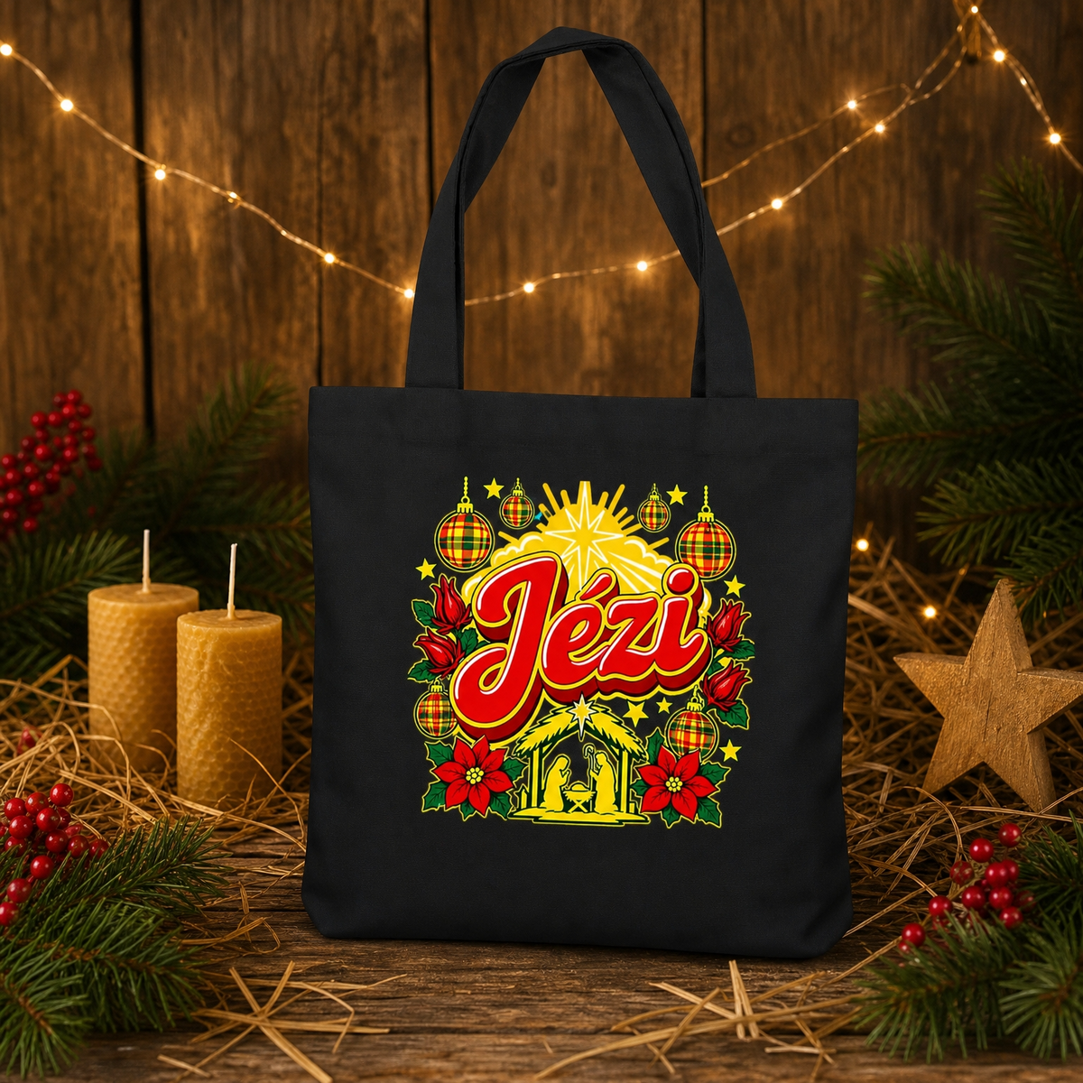 Tote bag créole Noël Nwèl Jézi – mise en scène – créole - bekreyol