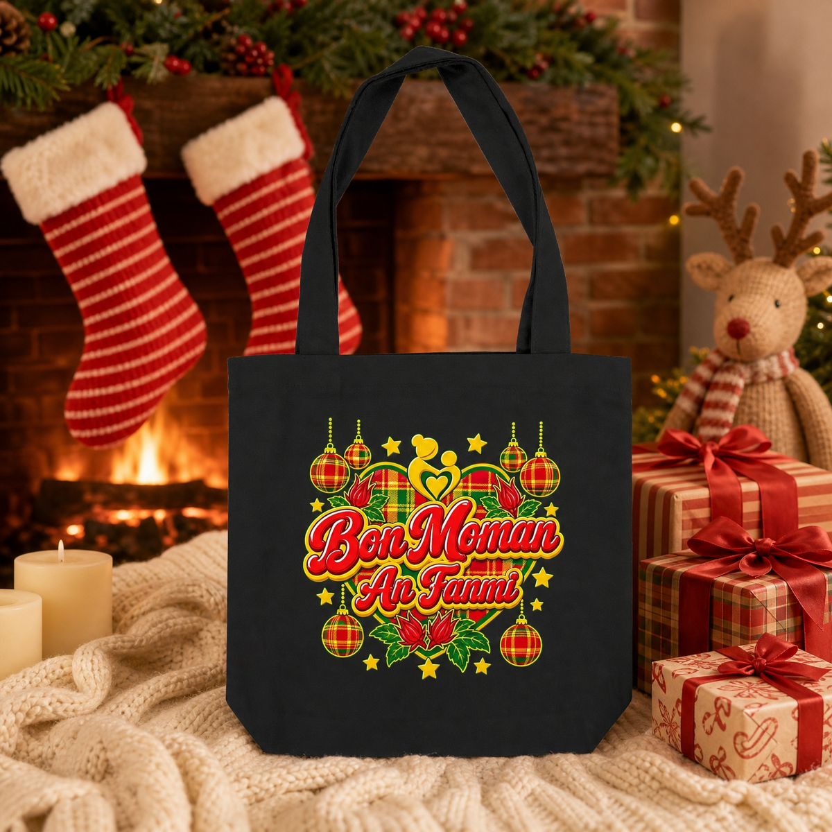 Tote bag créole Noël Nwèl recyclé AN FANMI – mise en scène – créole - bekreyol
