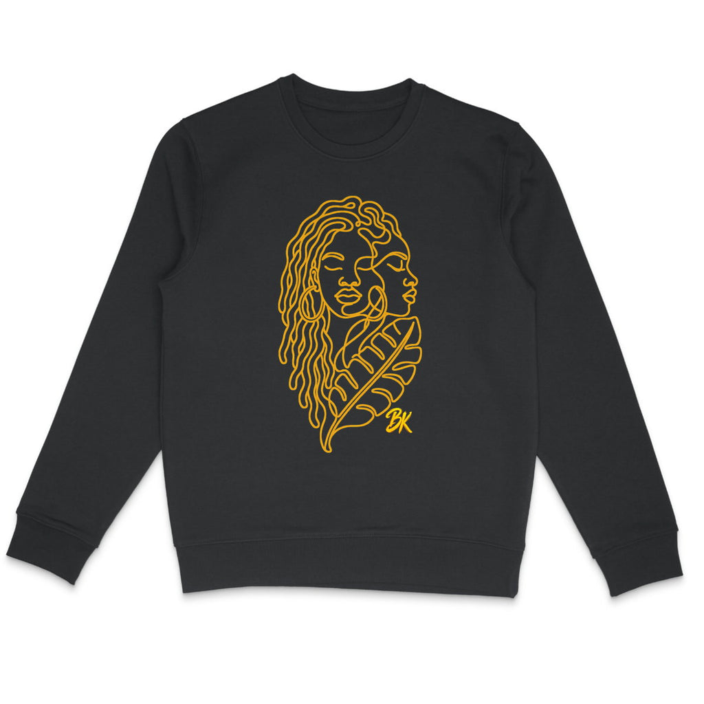 SWEAT SERENITE Jaune - face_0 Sweat créole femme Sérénité jaune en coton bio – mise en scène 1 – créole - bekreyol