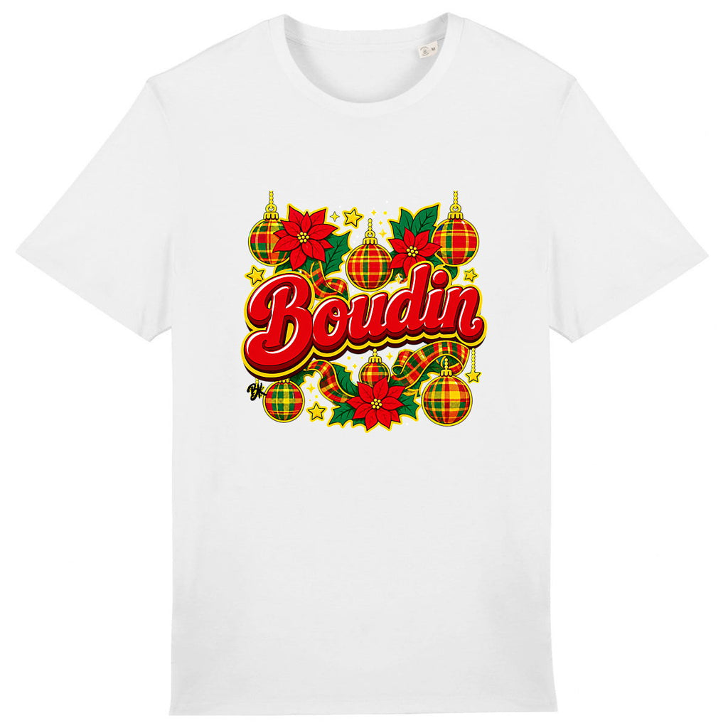 BOUDIN NWEL - face_0 T-shirt Nwèl créole Noël Boudin en coton bio – mise en scène 1 – créole - bekreyol