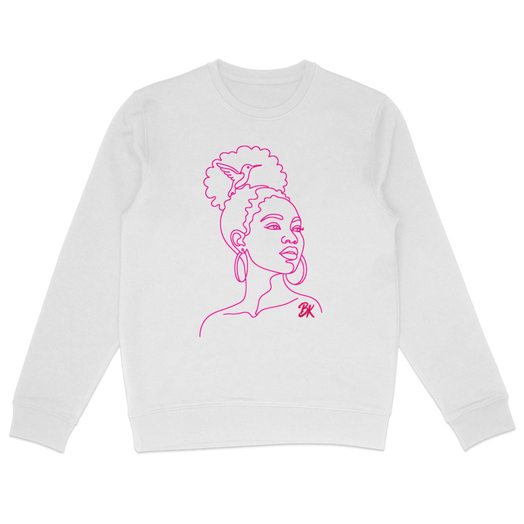 Sweat créole femme Bel Kréyol colibri fuchsia – mise en scène 2 – créole - bekreyol