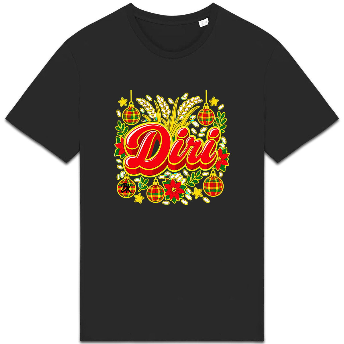 DIRI Tshirt - face_1 T-shirt créole Noël Diri en coton bio – mise en scène 1 – créole - bekreyol