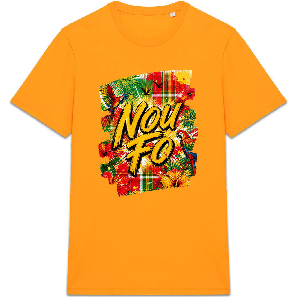 NOU FO MADRAS - face_2 T-shirt créole madras Nou Fò Ekla Natirèl, coton bio – mise en scène 1 – créole - bekreyol