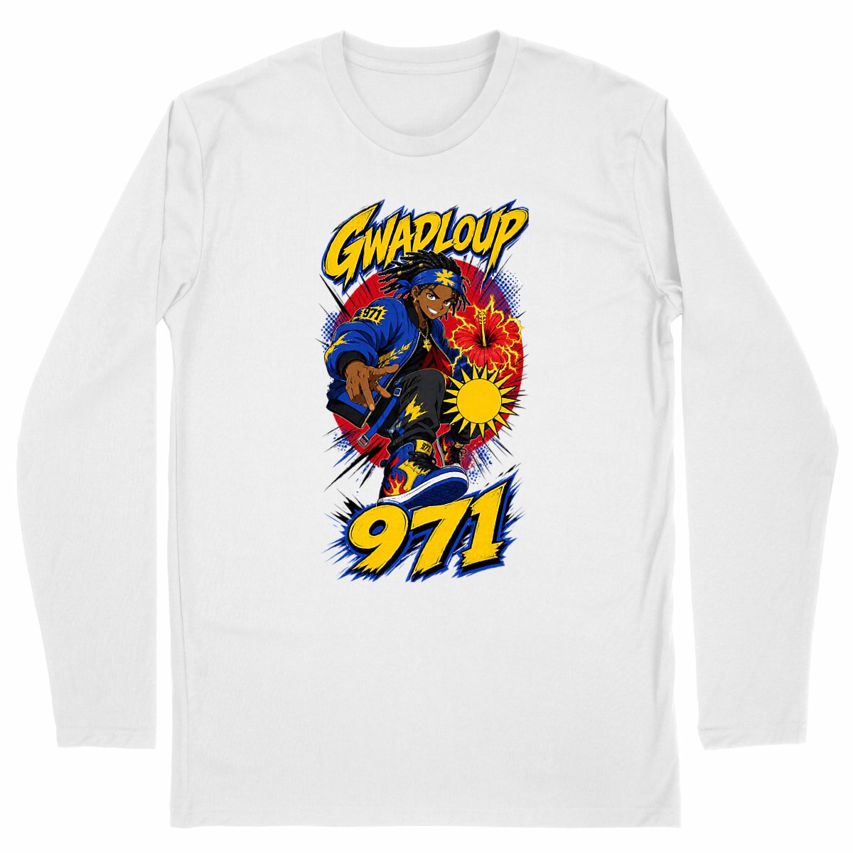 Tshirt Manches Longues GWADLOUP - face_blanc