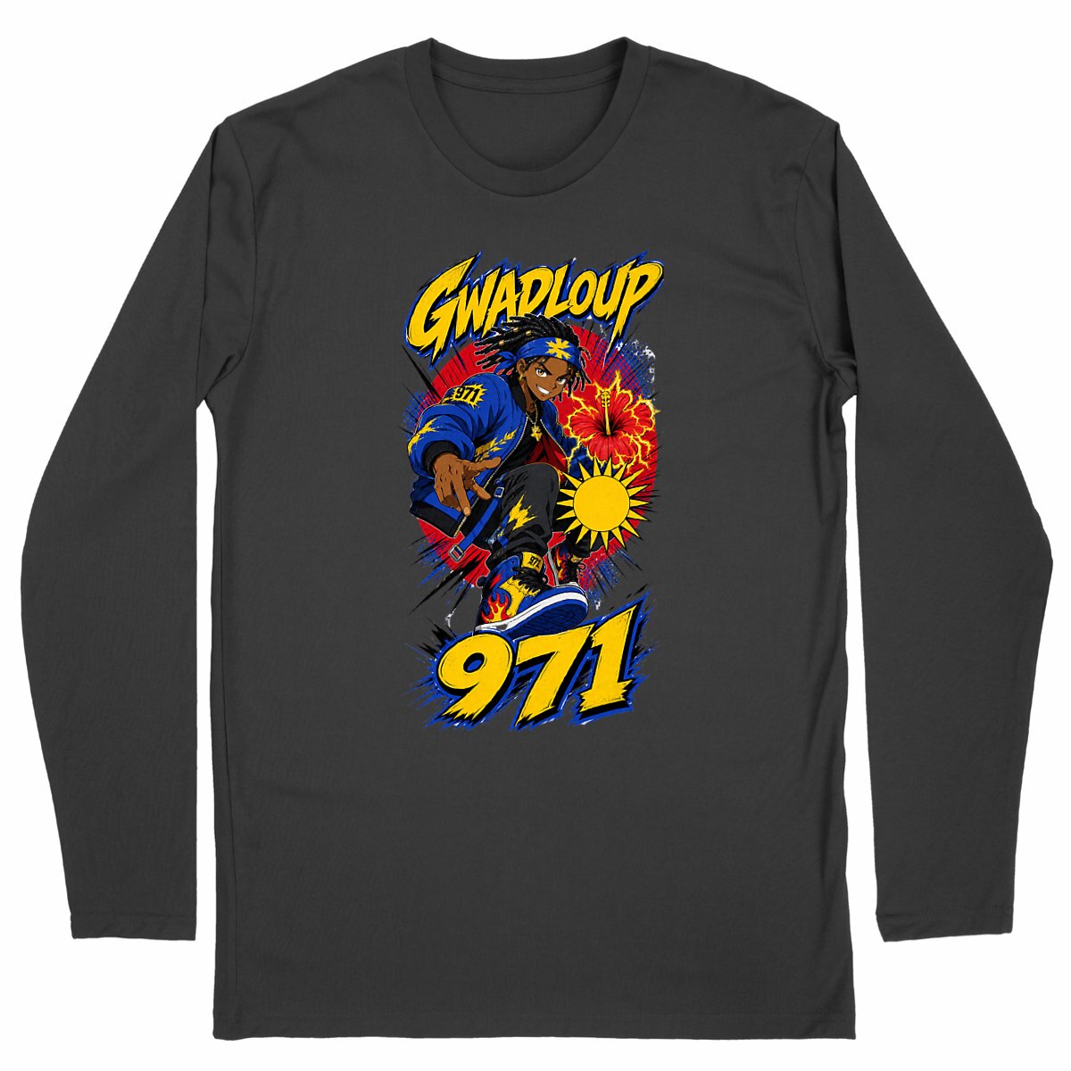 Tshirt Manches Longues GWADLOUP - face_noir